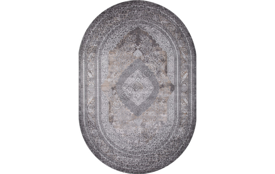 Ковер 34333 - 958 GREY / BROWN - Овал - коллекция GRAND